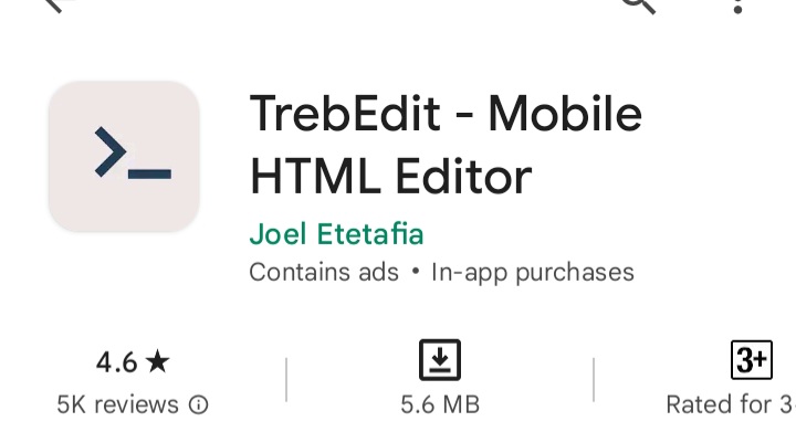 Trebedit editor app for web design